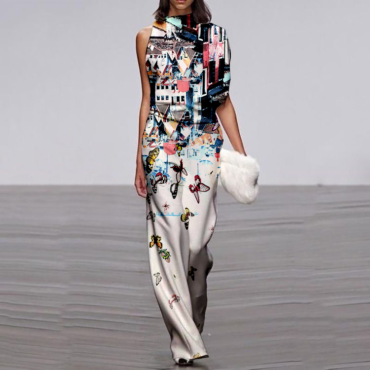 Fashion printed art women's jumpsuit