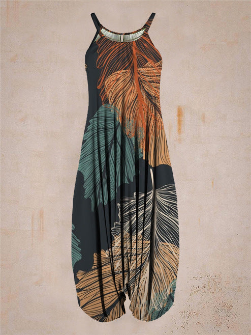 Tropical Leaves Harem Jumpsuit