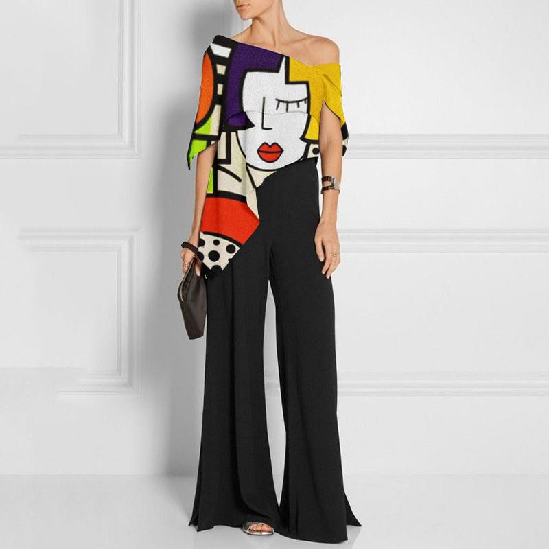 Fashion art print jumpsuit