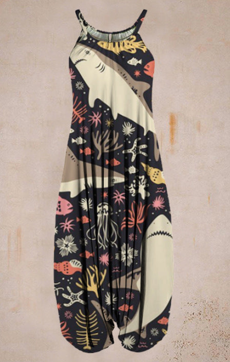 Ocean Shark Harem Jumpsuit